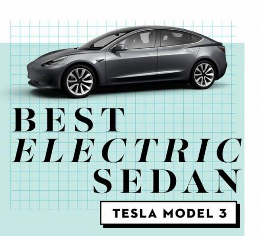 parhaan auton palkinnot paras sähkösedan tesla malli 3