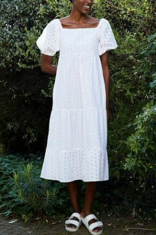 Baukjen Evangeline Broderie Anglaise -mekko, puhdas valkoinen